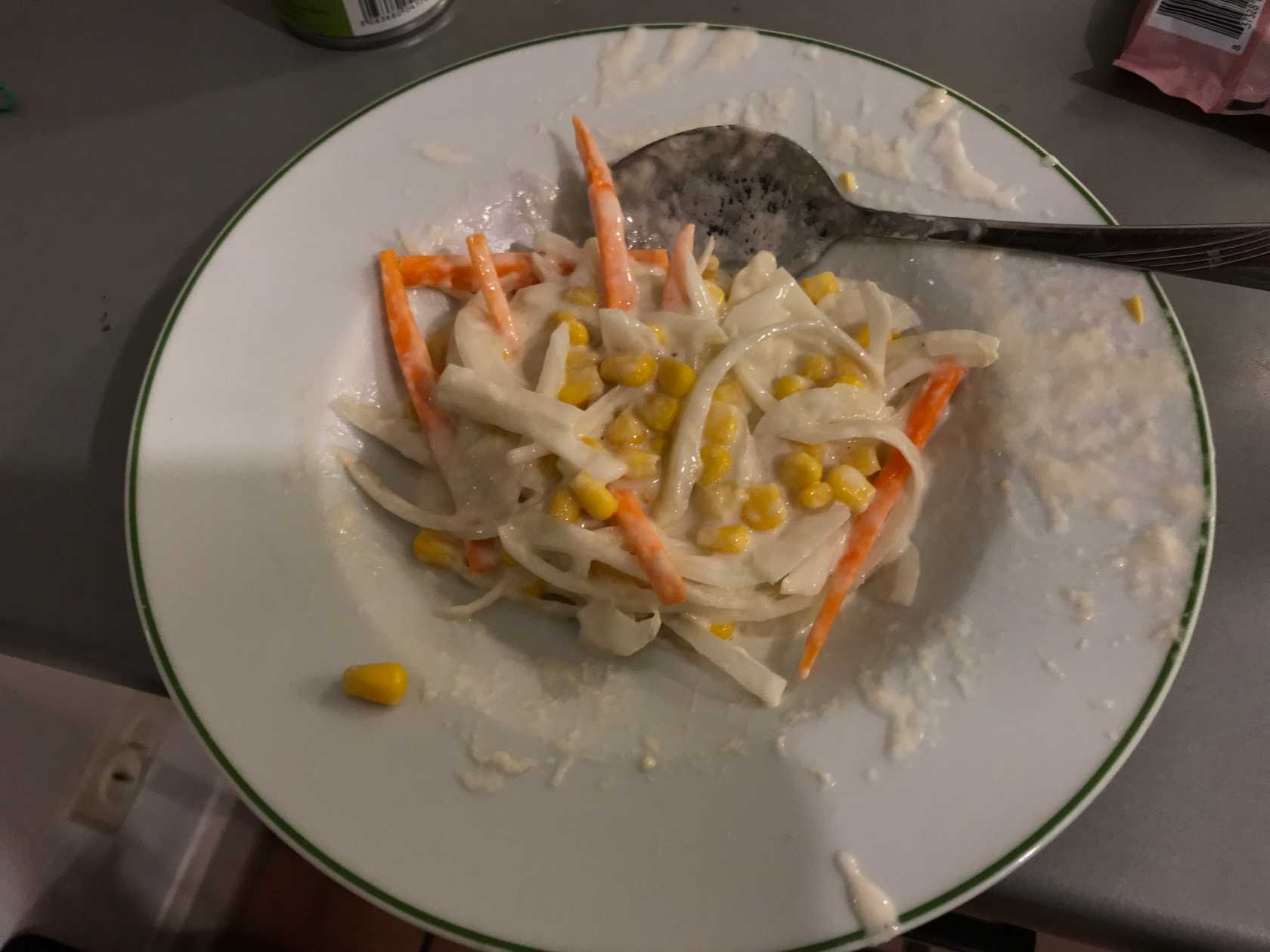 Vegetables and flour mix all together before frying